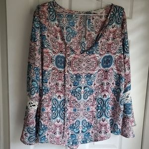 Women's Hippie Rose long sleeve blouse size XL